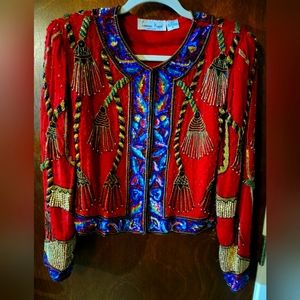 Women's Vintage Lawrence Kazar New York Beaded Silk Jacket